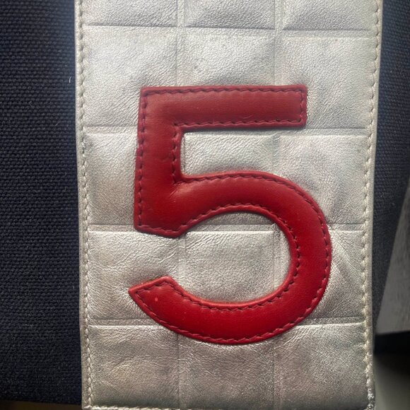 Authentic CHANEL CC No 5 Canvas Chocolate Bar Shoulder Tote Bag Quilted Chain - Picture 13 of 16